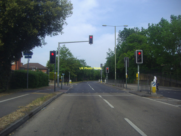 Photo 6"x4" Traffic lights on A324 at junction of Arthurs Bridge Road Woking c2011