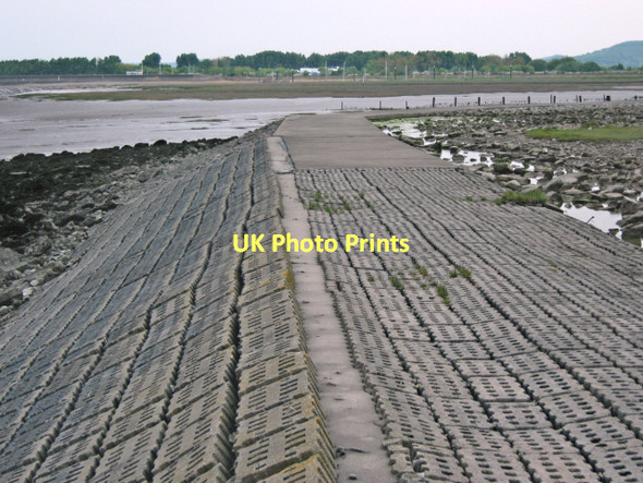 Photo 6"x4" Flood defence wall, River Parrett Burnham-on-Sea c2011