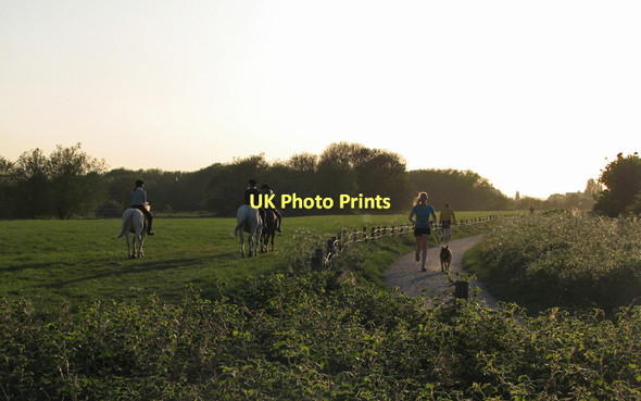 Photo 6"x4" Trent Valley Way: riders, runner, dog and cyclist West Bridgford c2011