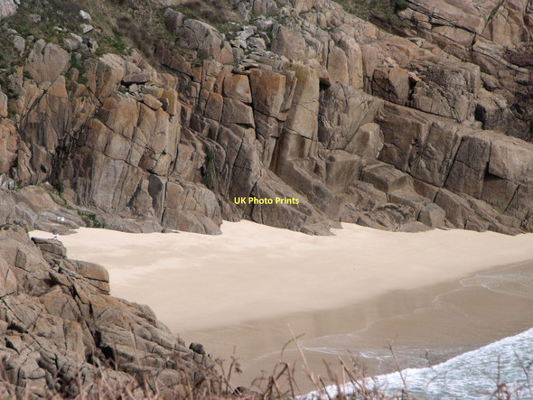 Photo 6"x4" Porthcurno beach east Porthcurno c2011