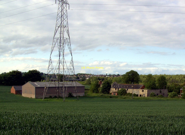 Photo 6"x4" Electricity pylon dwarfs Fryston Hall Farm Water Fryston c2010