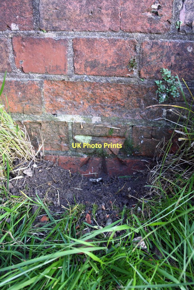Photo 6"x4" Benchmark on railway bridge abutment on Foxglove Lane Didcot c2011