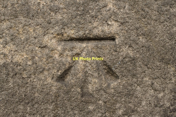 Photo 6"x4" Cut Bench Mark, St Robert's Church Burn Bridge c2011