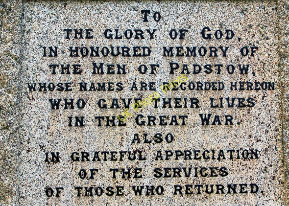 Photo 6"x4" Inscription on Padstow war memorial Padstow c2009