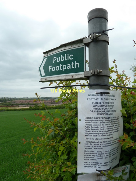 Photo 6"x4" Footpath sign and closure notice Birdholme c2011