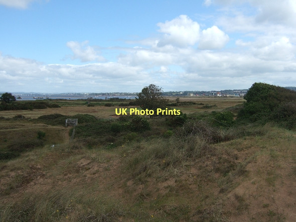 Photo 6"x4" Dunes, golf course and estuary at Dawlish Warren Exmouth c2011