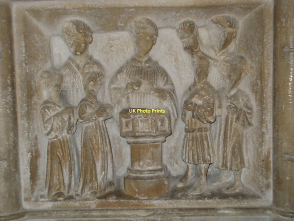 Photo 6"x4" Detail of font, Salle church Reepham\/TG1023 c2008
