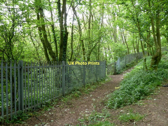 Photo 6"x4" Gap in fence for path to railway footbridge Clay Cross c2011