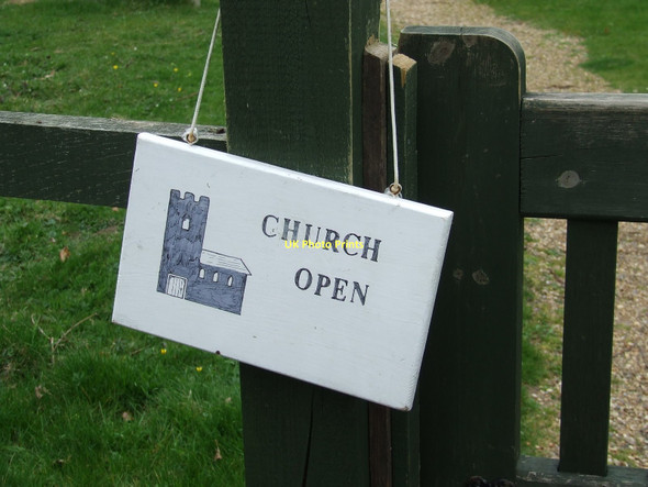 Photo 6"x4" Church Open Sign Rendlesham c2011