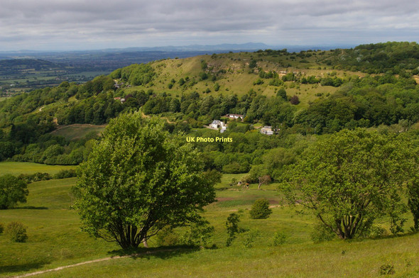 Photo 6"x4" Barrow Wake viewpoint: looking north-west towards Cold Slad Shab Hill c2011