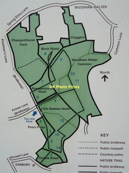 Photo 6"x4" Nature Trail Map Danbury\/TL7705 c2010