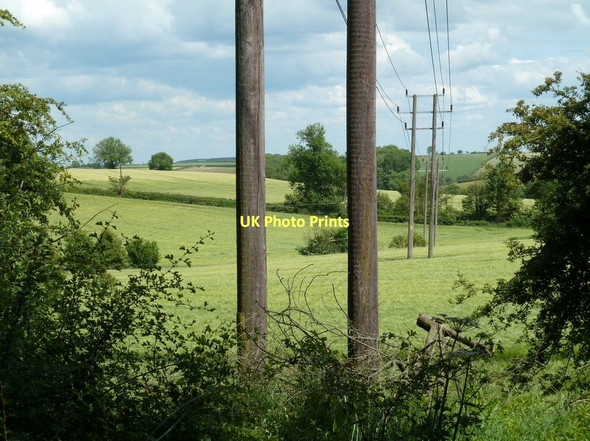 Photo 6"x4" Fields and line of power poles Fackley c2011