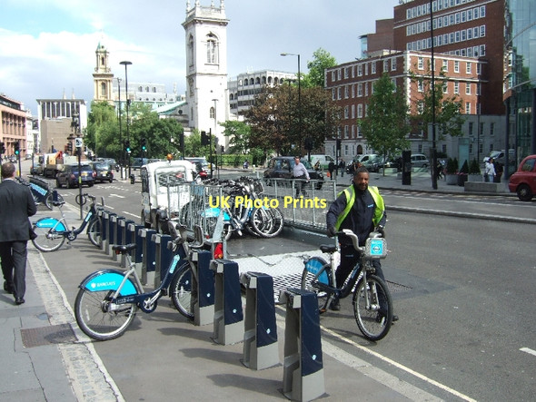 Photo 6"x4" Returning London hire bikes in Holborn London c2011