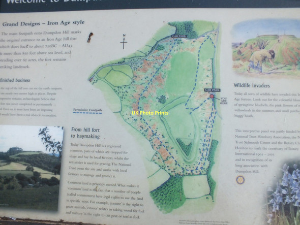 Photo 6"x4" National Trust map of Dumpdon Hill Beacon\/ST1705 c2011