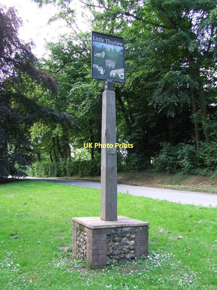 Photo 6"x4" Village Sign Little Thurlow c2011