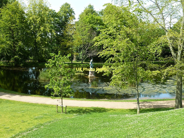 Photo 6"x4" Statue of Neptune and Serpentine lake, Hardwick Country Park Sedgefield c2011
