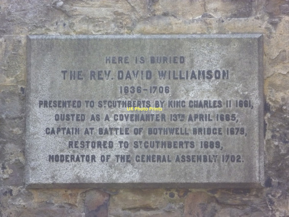 Photo 6"x4" Re, David Williamson memorial plaque, St. Cuthbert's Kirkyard Dean\/NT2474 c2011