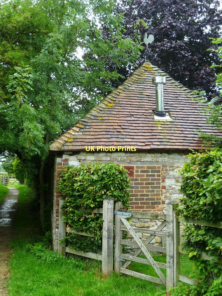 Photo 6"x4" Outbuilding with weathercock by bridleway through Barns Farm Sullington c2011