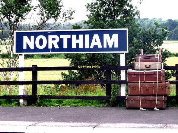 Photo 6"x4" Northiam station nameboard Newenden c2011