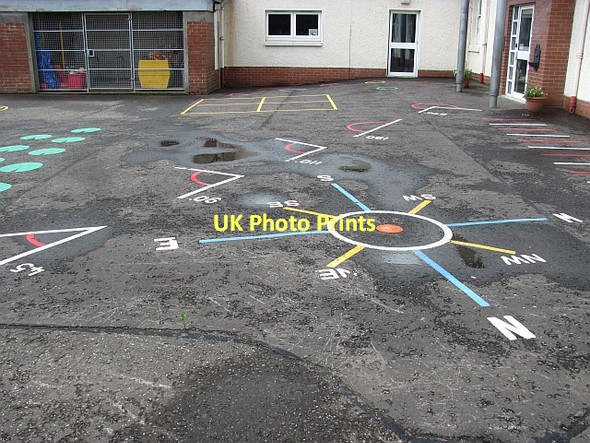 Photo 6"x4" Playground markings, Royal School of Dunkeld Dunkeld c2011