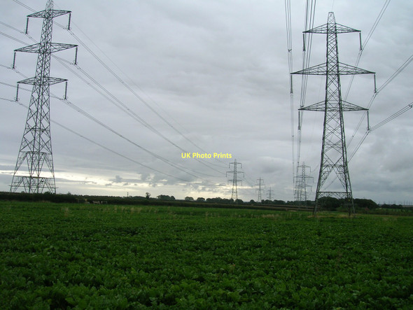 Photo 6"x4" Farmland and pylons near White Hart Farm Horkstow Wolds c2011