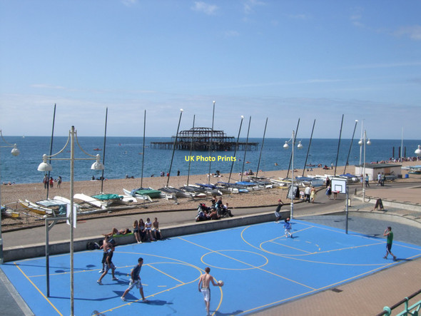 Photo 6"x4" Basketball Court on Brighton seafront Hove c2011