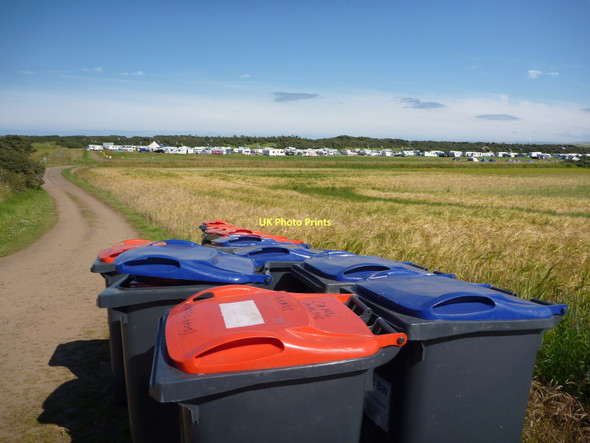 Photo 6"x4" Rural East Lothian : Bin Lids and Caravans at Scoughall Links Whitekirk c2011