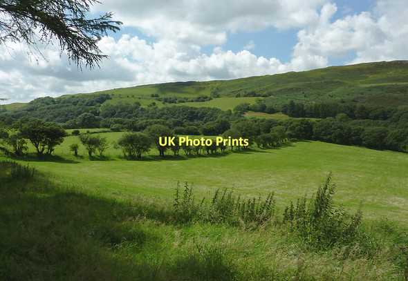Photo 6"x4" Pasture and hillside near Ysbyty Cynfyn Ystumtuen c2011