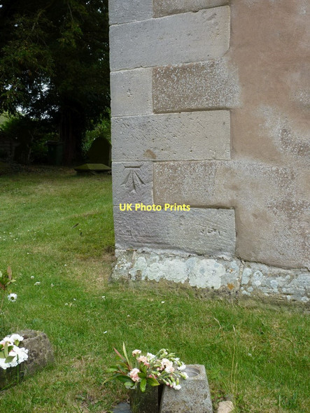 Photo 6"x4" Benchmark on the church in Cardington Cardington\/SO5095 c2011