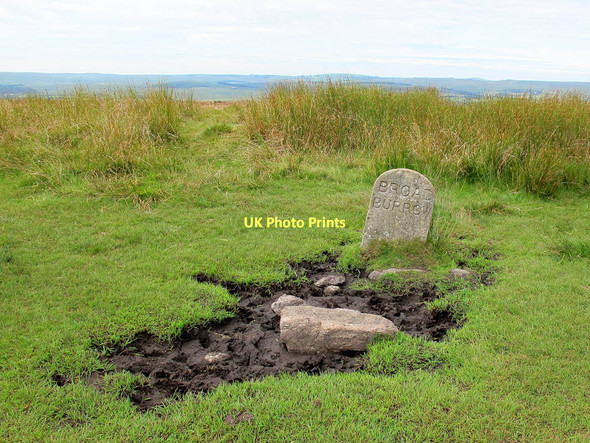 Photo 6"x4" Boundary stone on Broad Barrow  Heathercombe c2011