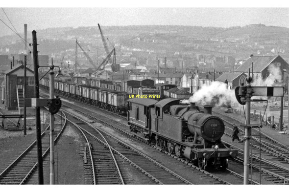 Photo 6"x4" Swansea East Dock railway yards, with engine-&-brake Swansea\/Abertawe c1962