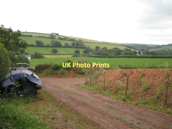 Photo 6"x4" Track and boat above Lower Washbourne  Tuckenhay c2011