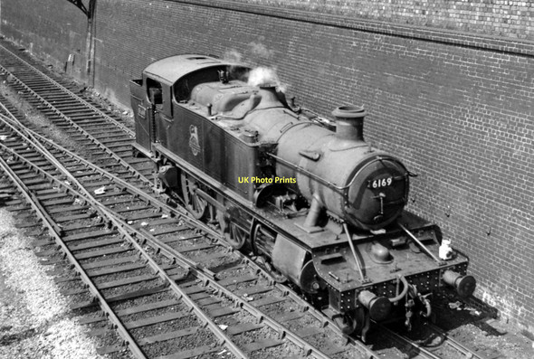 Photo 6"x4" A '6100' 2-6-2T coming off Old Oak Common Depot Kensal Town c1963