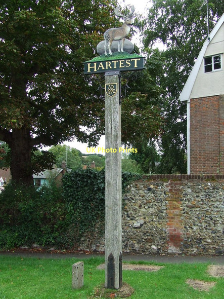 Photo 6"x4" Village Sign Hartest c2011