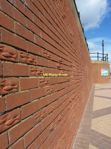 Photo 6"x4" Fish relief on the Prom Wall Bridlington c2011