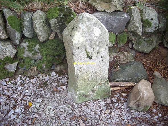 Photo 6"x4" A boundary stone inscribed 'W' Insch\/NJ6328 c2011