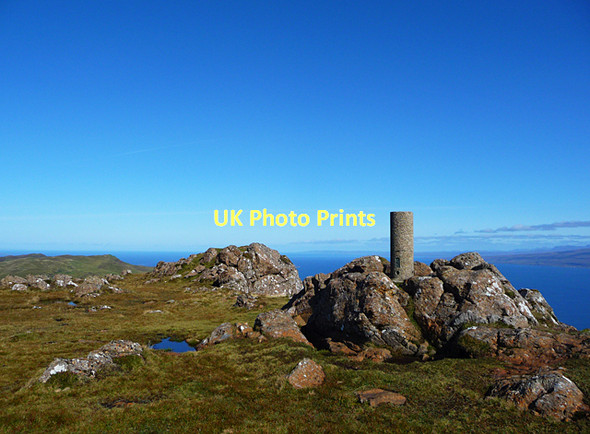 Photo 6"x4" Dun Caan trigpoint Oskaig c2011