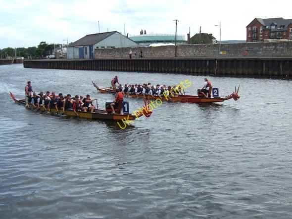 Photo 6"x4" Dragon Boats racing on the River Exe Exeter c2009