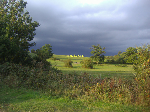 Photo 6"x4" Dark clouds over the fields, Claygate Esher c2011