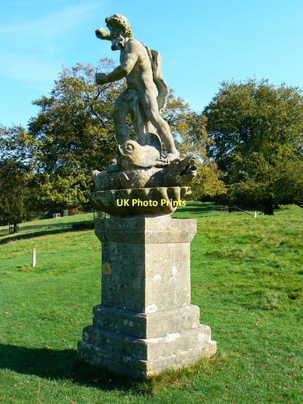 Photo 6"x4" Statue of Neptune, Dyrham Park Dyrham c2011