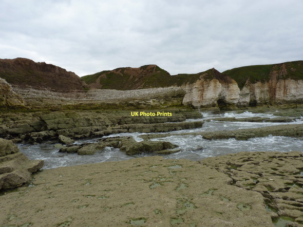 Photo 6"x4" Wave-cut platform and cliffs west of Thornwick Bay North Landing c2011