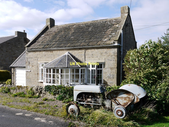Photo 6"x4" Cottage and tractor, High Mickley Prudhoe c2011