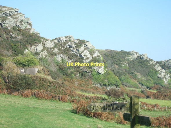 Photo 6"x4" Raised cliffs and part of radar station East Prawle c2011