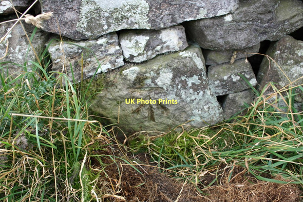 Photo 6"x4" Benchmark on roadside wall Middleham High Moor West Witton c2011