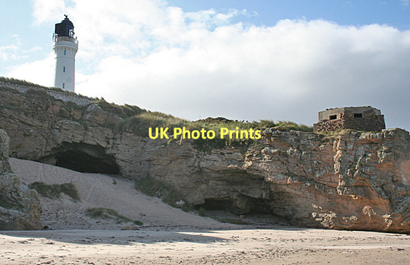 Photo 6"x4" Lighthouse, Cave and Pillbox Covesea c2011