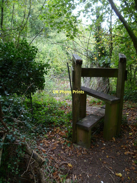 Photo 6"x4" Stile north of footpath railway crossing south of Harrow Way  Foxdown c2011