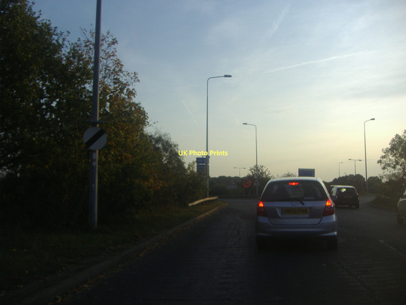 Photo 6"x4" Roundabout at junction entrance to the M25, Addlestonemoor Addlestone c2011