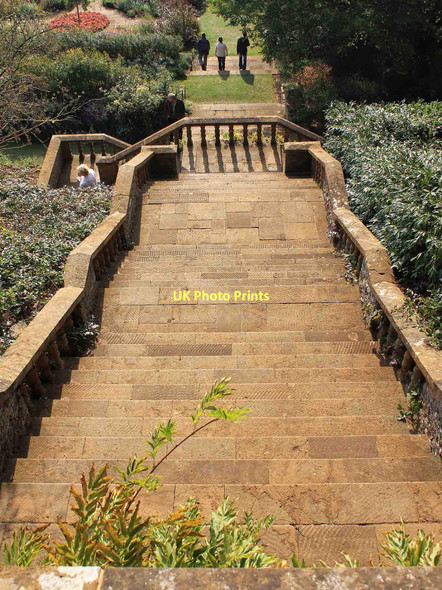 Photo 6"x4" Down the stone steps at Upton House Lower Tysoe c2011