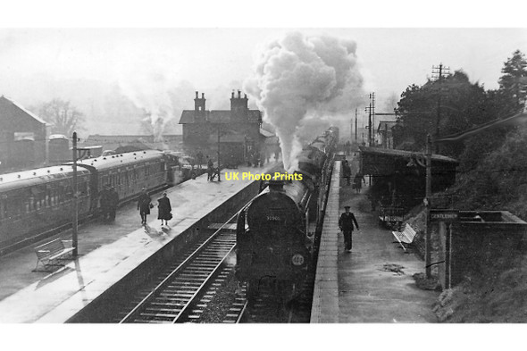 Photo 6"x4" Robertsbridge Station, with Up Hastings express and K&ESR train Robertsbridge c1954