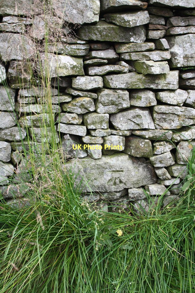 Photo 6"x4" Benchmark on wall stone, Beggarmans Road Gayle c2011